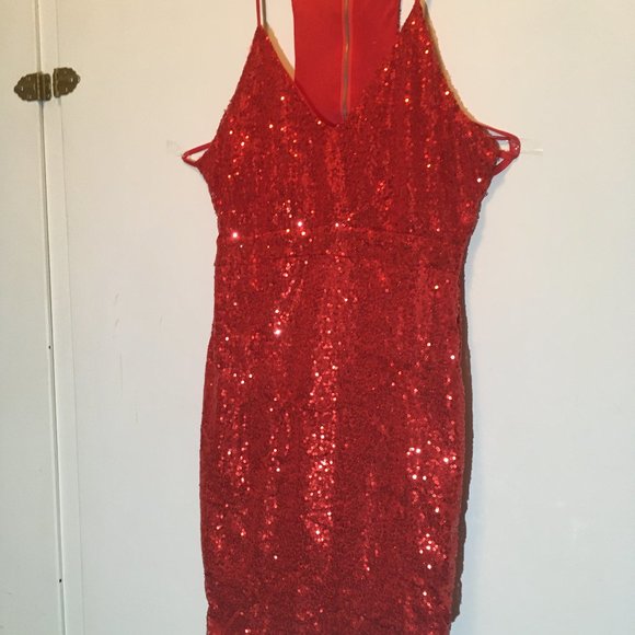 Dresses & Skirts - Red Sequin Cutout Dress